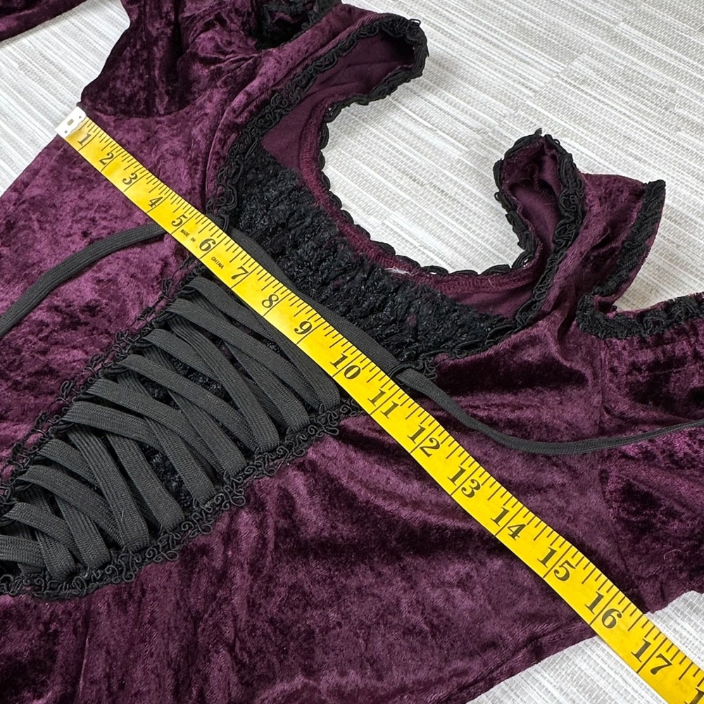 Medieval Ren Faire Dress Small Purple Halloween Costume Velvet Lace Up - Picture 2 of 8